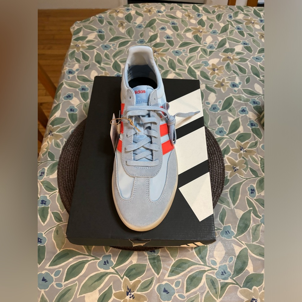 Adidas Men's Sky Blue Sneakers with Red orange Stripes Barrera Decode